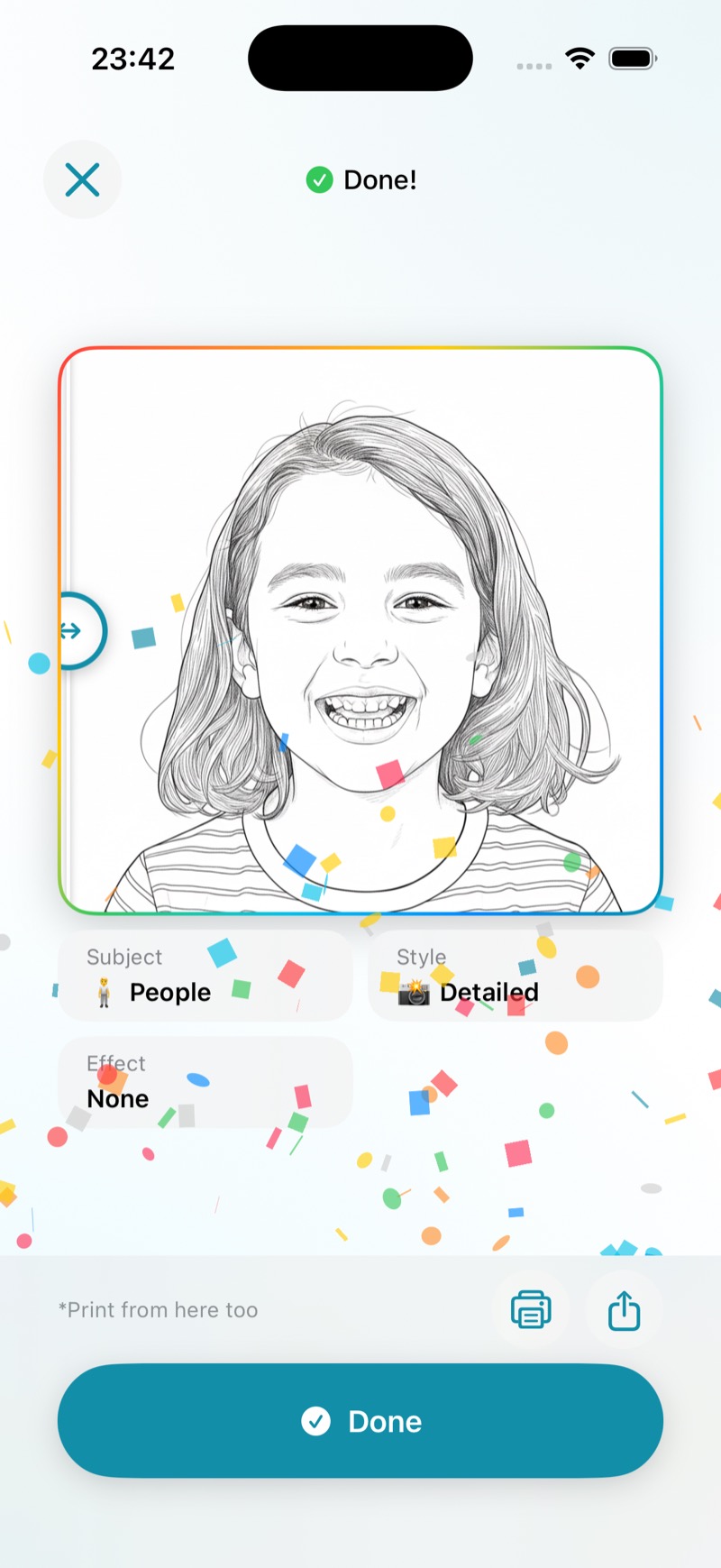 Colorea App UI - Photo to Coloring Page